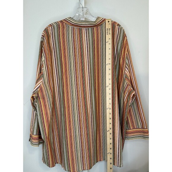 Alfred Dunner Women’s 24W Striped Button Front Shirt Top 3/4 Sleeve Cotton Blend - Picture 7 of 10